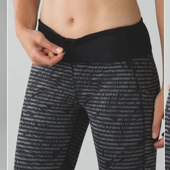 Lululemon Pace Rival Crop *Full-On Luxtreme Stripe Play Slate Black / Black - Picture 2 of 13